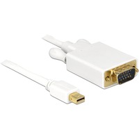 DeLOCK mini Displayport > VGA 15 pin male 1m VGA (D-Sub) Bianco bianco, 1 m, VGA (D-Sub), Mini DisplayPort, Maschio, Maschio, Bianco