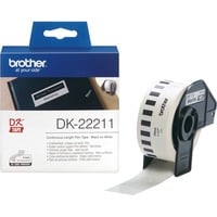 Brother DK-22211 nastro per etichettatrice Nero su bianco, Nastro di scrittura Nero su bianco, 1 pz, DK, Nero, Bianco, Termica diretta, Cina