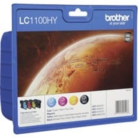 Brother LC1100HYVALBPDR cartuccia d'inchiostro 4 pz Originale Nero, Ciano, Magenta, Giallo Nero, Ciano, Magenta, Giallo, 4 pz, 900 pagine, 750 pagine, Confezione multipla