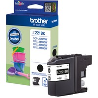 Brother LC221BK cartuccia d'inchiostro 1 pz Originale Nero Nero, 1 pz, 260 pagine, Confezione singola