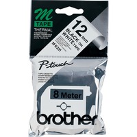 Brother Labelling Tape - 12mm, Black/White, Blister nastro per etichettatrice M Black/White, Blister, M, 8 m, 1,2 cm