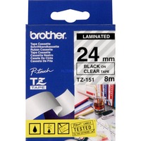 Brother Nastro per etichettatura 24mm, Nastro di scrittura Nero trasparente, TZe, Nero, Trasferimento termico, Filippine, 5 anno/i