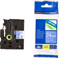 Brother Nastro per etichettatura 24mm, Nastro di scrittura Bianco su blu, TZe, Trasferimento termico, Brother, PT-2430PC, PT-2700, PT-2730, PT-9600, PT-9700PC, PT-9800PCN, 2,4 cm