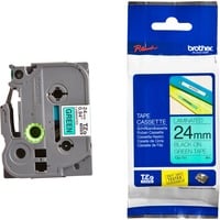 Brother Nastro per etichettatura 24mm, Nastro di scrittura Nero su verde, TZe, Grigio, Trasferimento termico, Brother, PT-2430PC, PT-2700, PT-2730, PT-9600, PT-9700PC, PT-9800PCN