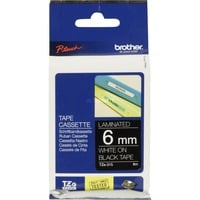 Brother Nastro per etichettatura 6mm, Nastro di scrittura Bianco su nero, TZe, Grigio, Trasferimento termico, Brother, PT-1280HK, PT-1280SN, PT-1280KT, PT-D200HK, PT-1100SN, PT-1100KT, PT-2100VP, PT-2730, PT-7600,...