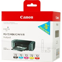 Canon 5 Cartucce d'inchiostro Multipack PGI-72 MBK/C/M/Y/R Resa standard, 5 pz, Confezione multipla