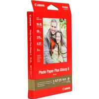Canon Carta fotografia lucida PP-201 II Plus 4x6" - 50 fogli, Carta fotografica Molto lucida, 260 g/m², Rosso, 50 fogli, 270 µm, Canon Lucia, ChromaLife100+