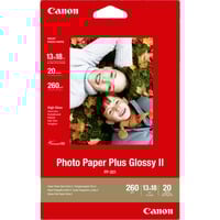 Canon Carta fotografia lucida PP-201 II Plus 5x7" - 20 fogli, Carta fotografica Molto lucida, 260 g/m², Bianco, 20 fogli, 5 x 7