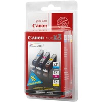 Canon Cartucce colore multipack CLI-521 C/M/Y Inchiostro a base di pigmento, 3 pz, Vendita al dettaglio