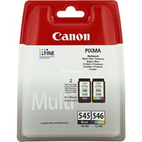 Canon Cartucce d'inchiostro Multipack PG-545 BK / Cl-546 C/M/Y 2 pz, Confezione multipla