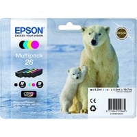 Epson Polar bear Multipack 26 (4 colori: NCMG), Inchiostro Inchiostro a base di pigmento, Inchiostro colorato, 6,2 ml, 4,5 ml, 1 pz, Confezione multipla, Vendita al dettaglio