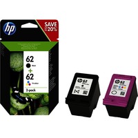 HP Confezione da 2 cartucce originali di inchiostro nero/tricromia 62 Resa standard, Inchiostro a base di pigmento, Inchiostro colorato, 200 pagine, 2 pz, Confezione multipla