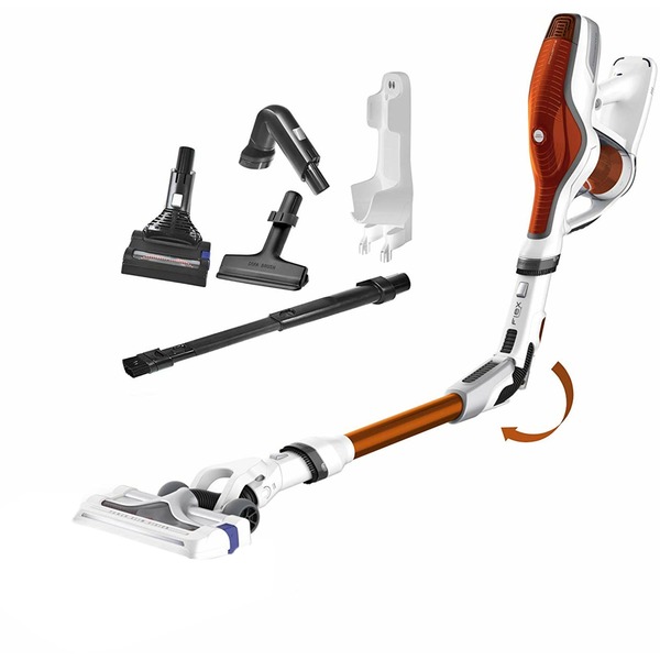 Rowenta Air Force Flex 560, Aspirapolvere verticale Senza sacchetto,  Bianco, Arancione, 0,65 L, Rettangolare, Cina,