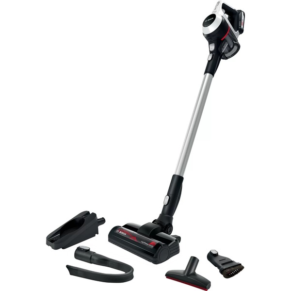 Bosch Home Serie 6 BSS61CARP scopa elettrica Senza sacchetto Nero, Bianco,  Aspirapolvere verticale bianco/Nero, Senza sacchetto, Nero, Bianco,  Rettangolare, Secco, Filtro, Tappeto, Superfici rigide