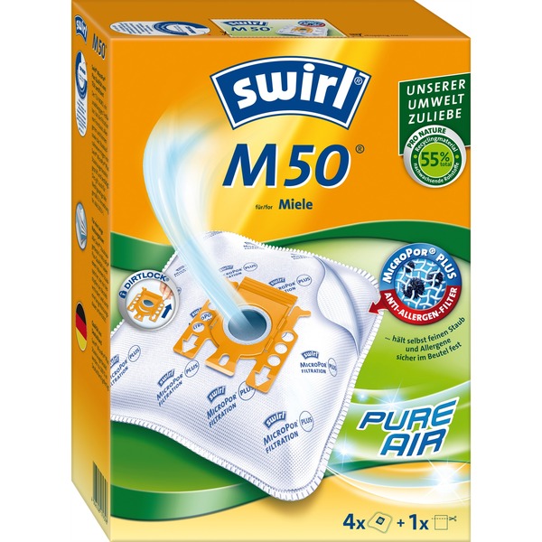 Swirl M 50 Accessori e ricambi per aspirapolvere, Sacchetti per  aspirapolvere Arancione, Bianco, Miele, Miele S241i - S256i, S290 - S299,  S300i - S399i, S500 - S599, S700 - S799; Miele Cat \u0026 Dog;, 4 pz, 1 pz