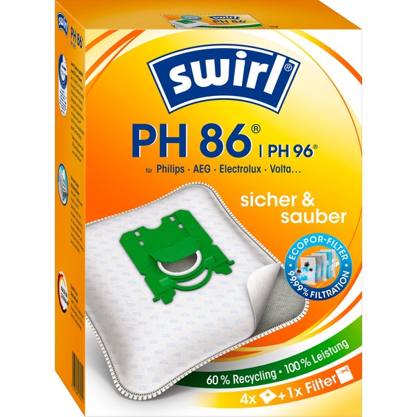 Swirl PH 86 Accessori e ricambi per aspirapolvere, Sacchetti per  aspirapolvere Arancione, Bianco, Philips, AEG, Electrolux,