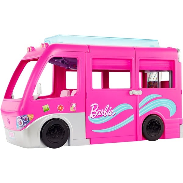 Barbie Camper dei Sogni - Veicolo con Scivolo e Piscina - 2 Cuccioli - 7  Aree Gioco - Alto 76 cm - 60+ Accessori - Regalo per Bambini 3+ Anni  Azione/Avventura, Camper, 3 anno/i, Multicolore, Plastica