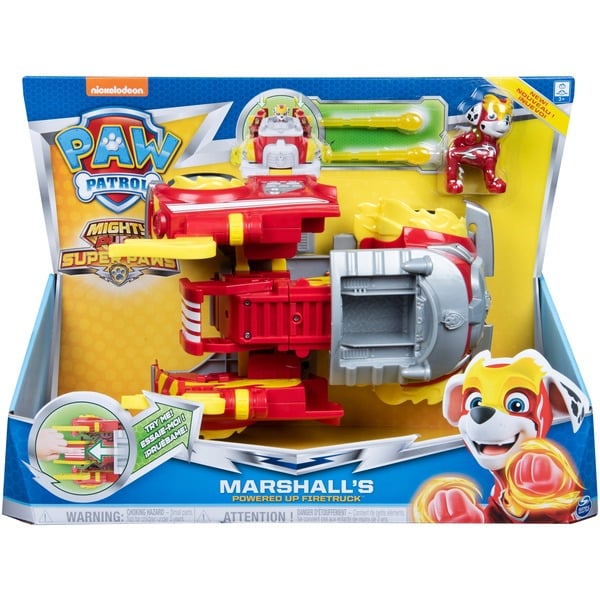 Spin Master PAW PATROL Mighty Pups Super Paws, camion dei Pompieri  trasformabile Powered Up di MARSHALL, dai 3 anni - 6053686 PAW Patrol  Mighty Pups Super Paws, camion dei Pompieri trasformabile Powered