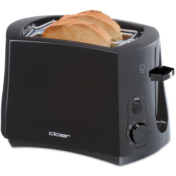 Cloer 3310 TOSTAPANE NERO 2 vetri panino di trafilatura NUOVO 