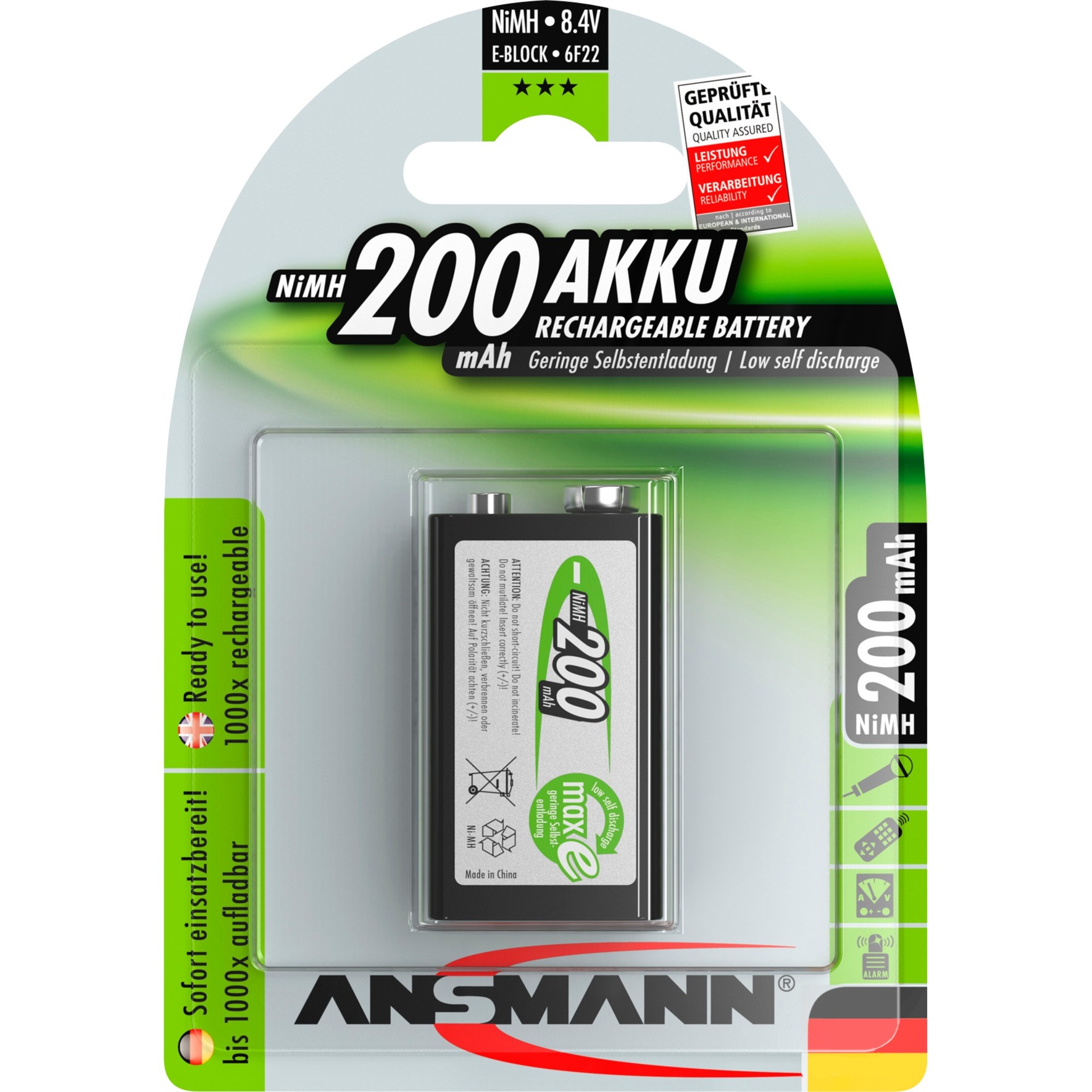 200mAh maxE E-Block Nichel-Metallo Idruro (NiMH)