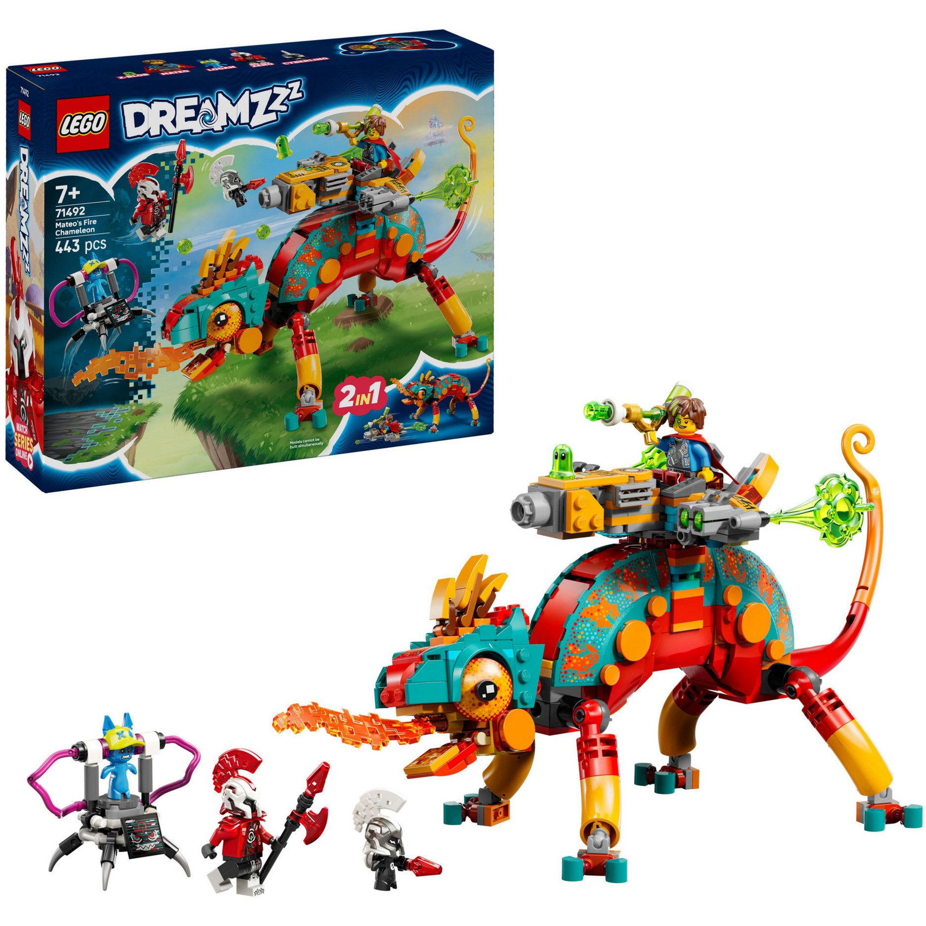 Lego Dreamzzz 2 In 1 Il Camaleonte Di Fuoco Di Mateo - Animale Trasformabile In Aereo Giocattolo E Mech O In Guardiano - Costruzioni Per Bambini Da 7 Anni Con 2 Minifigure - Idea Regalo - 71492-image