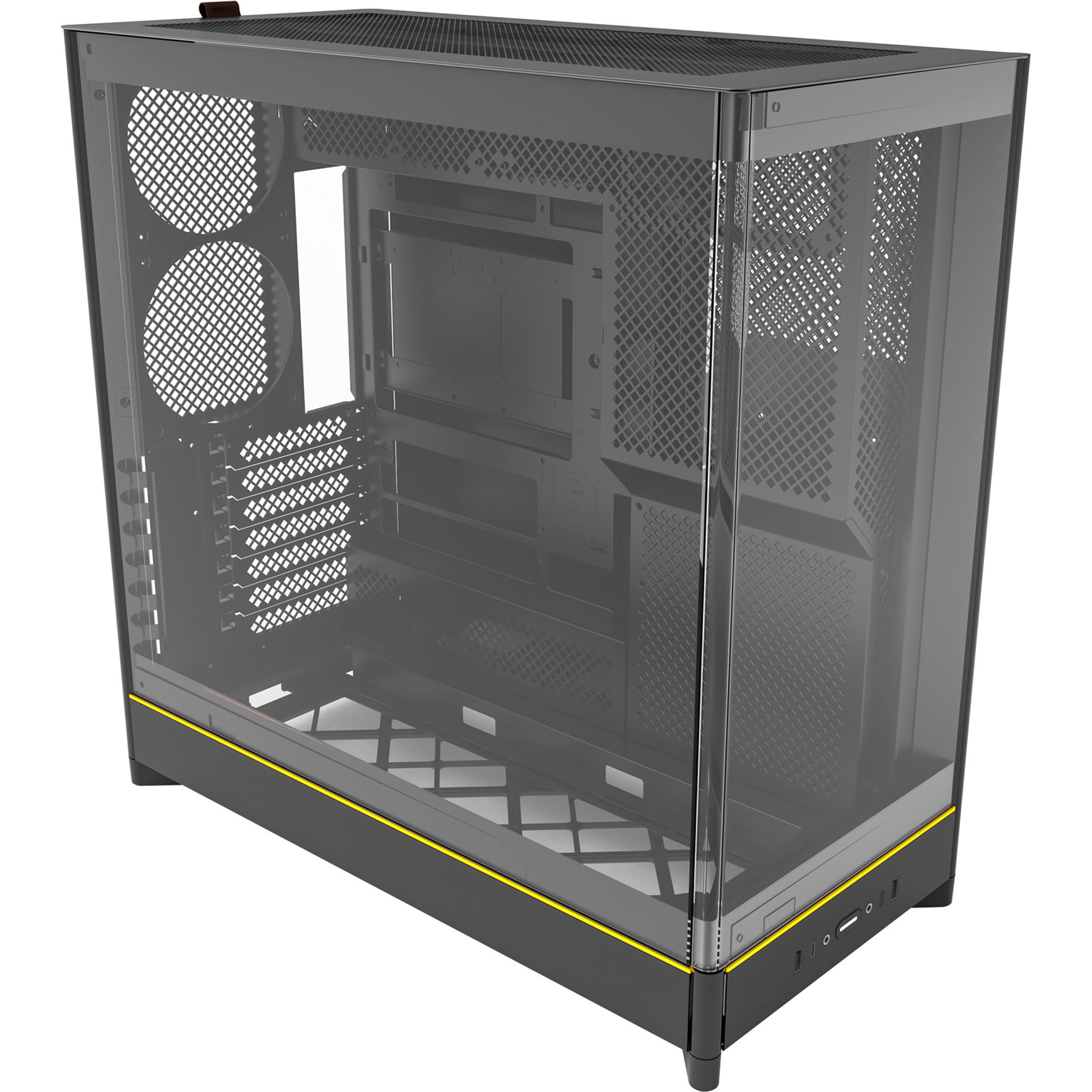 Montech HS02, Atx Mid-Tower Pc Case, Gaming Pc, High-Airflow, Reversible Layout, Sturdy Curved Tempered Glass Front Panel, Sink-In Design, Toolless Panels, Black, Us-image