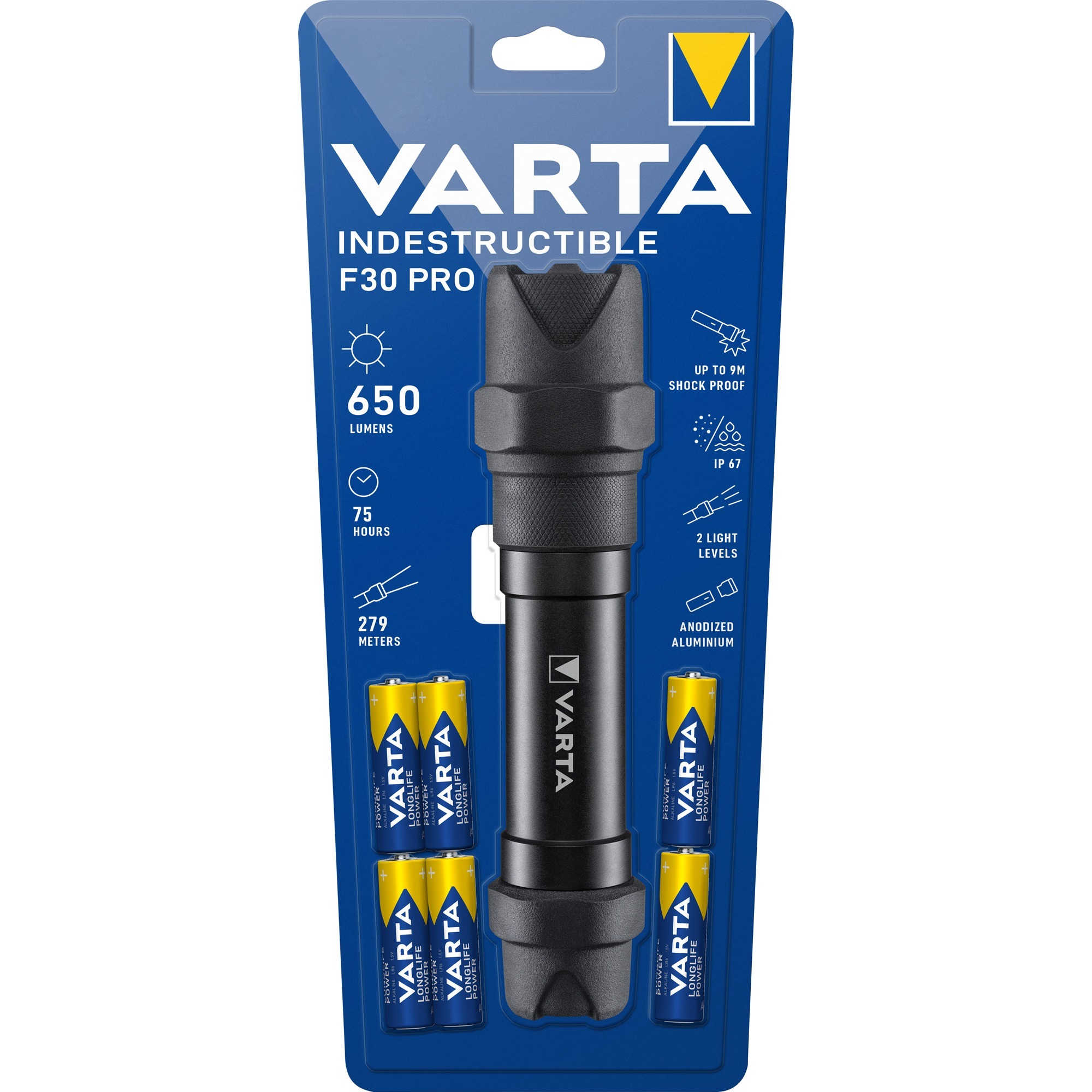 Varta Indestructible F30 Pro Nero Torcia A Mano Led