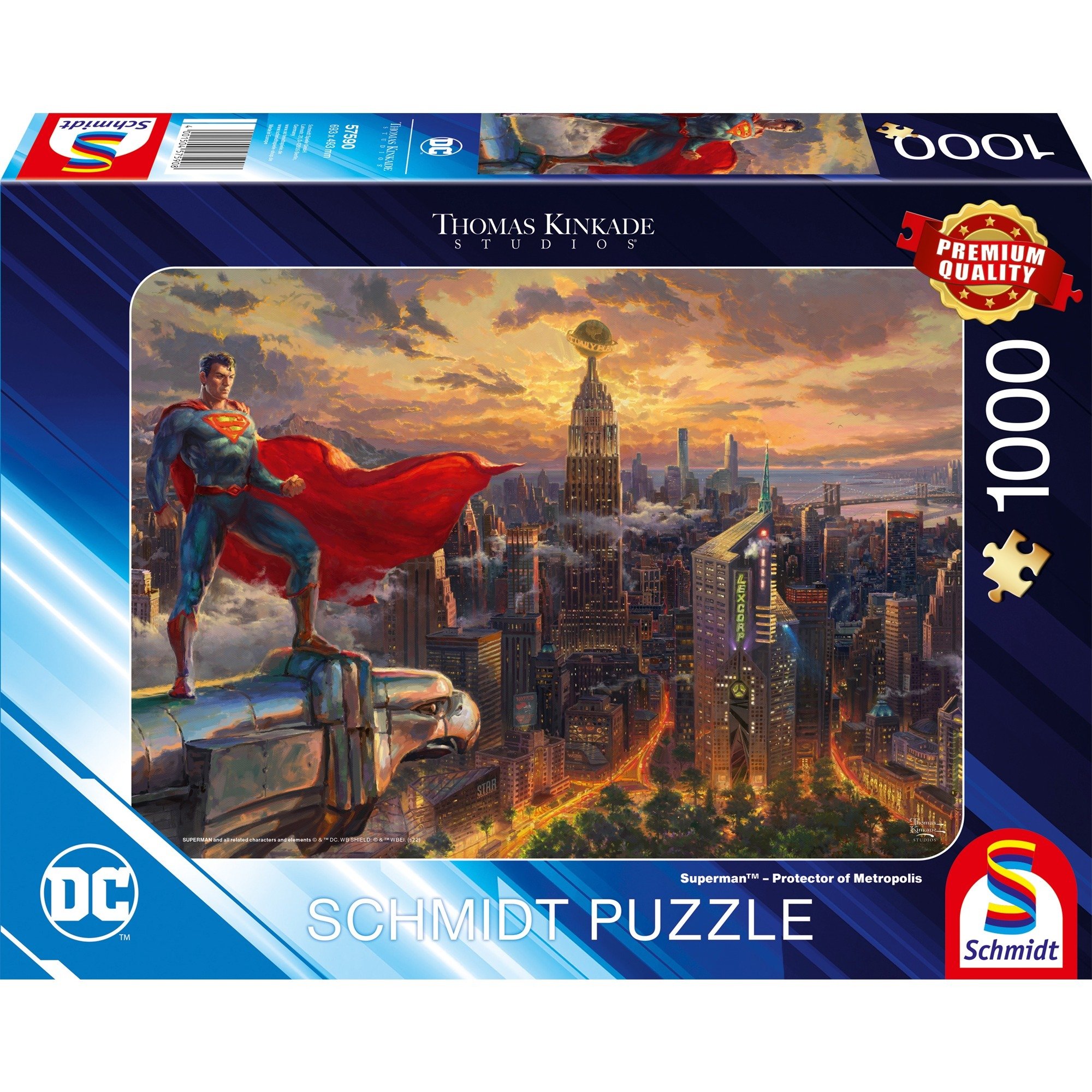 Schmidt Spiele 57590 Thomas Kinkade, Superman, Protector Of Metropolis, 1000 Pezzi, Multicolore, Normale-image