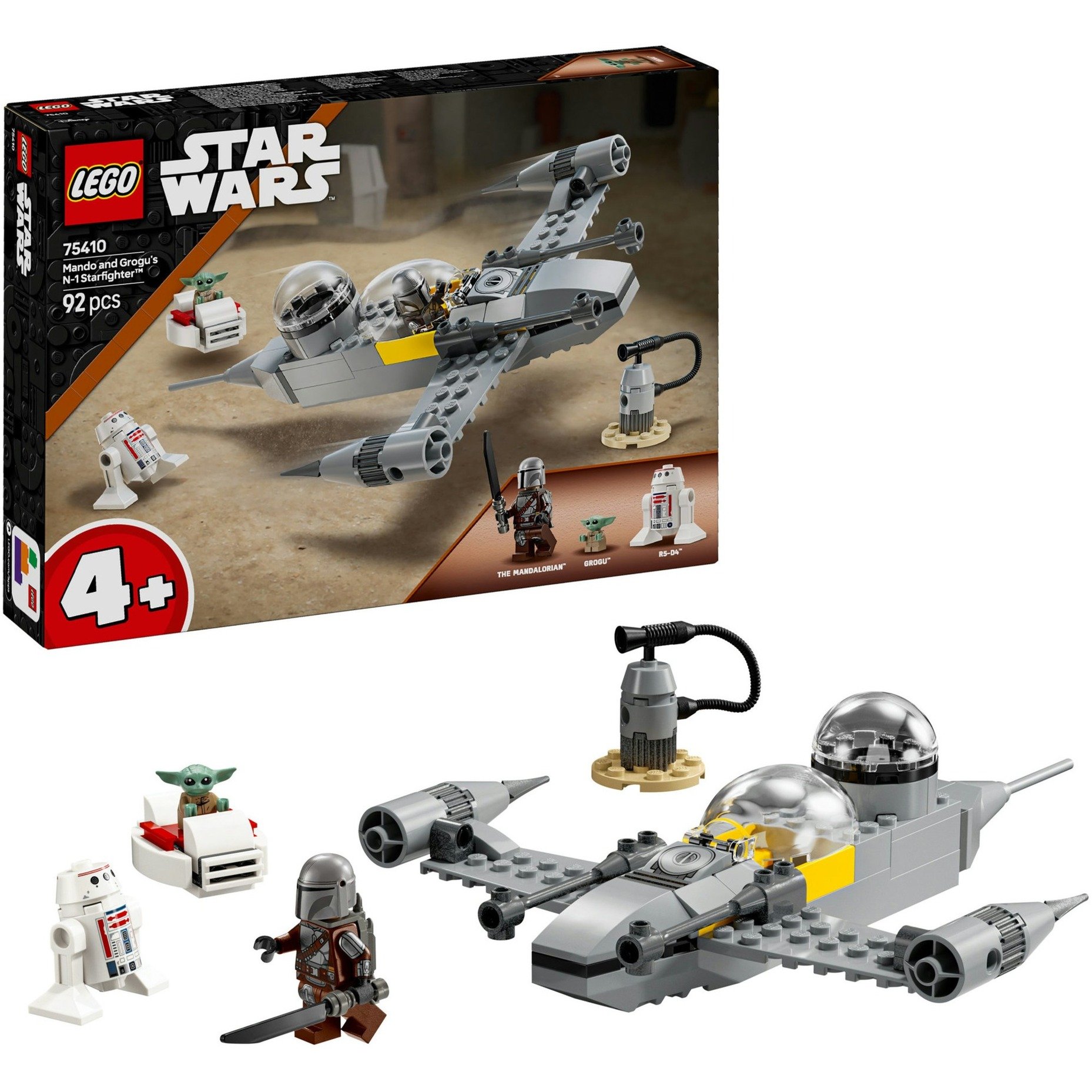 Lego Star Wars 75410 N-1 Starfighter Di Mando E Grogu Con I Personaggi Del Mandaloriano, 'Baby Yoda' E Droide R5-D4, Astronave Giocattolo E Stazione Di Rifornimento Per Bambini E Bambine Da 4 Anni-image