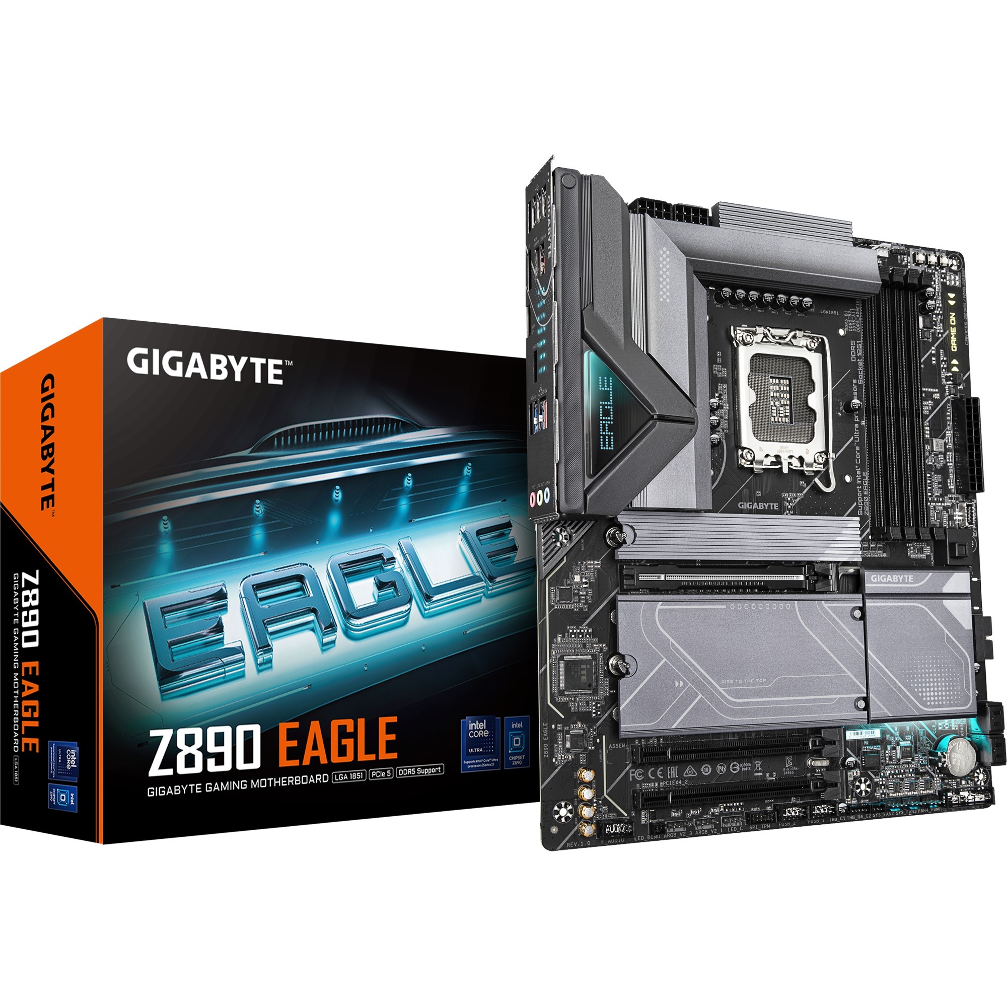 Gigabyte Z890 Eagle Scheda Madre - Supporta Cpu Intel Core Ultra (Serie 2), Vrm A 14+1+2 Fasi, Fino A 8800Mhz DDR5 (Oc), 1X Pcie 5.0 M.2 + 3X Pcie 4.0 M.2, Lan 2,5Gbe, USB4-image