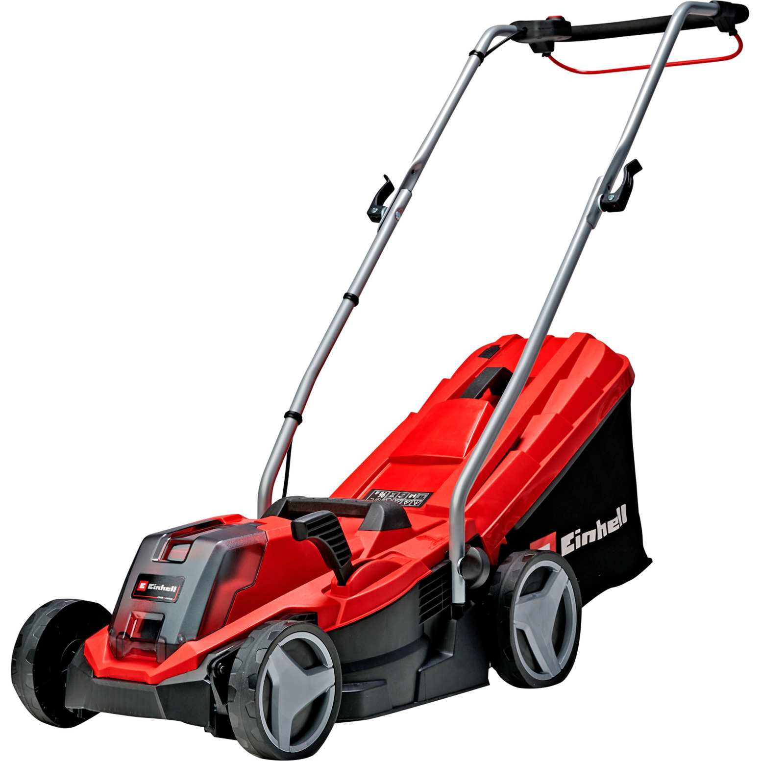 Einhell GE-CM 18/33 Li - Kit (1x4,0Ah) Tagliaerba a batteria Power X-Change (18 V, 4,0 Ah, taglio 33 cm, raccolta 30 L, ruote ant. 150 mm, post. 180 mm, incl. batteria da 4 Ah e caricabatteria)
