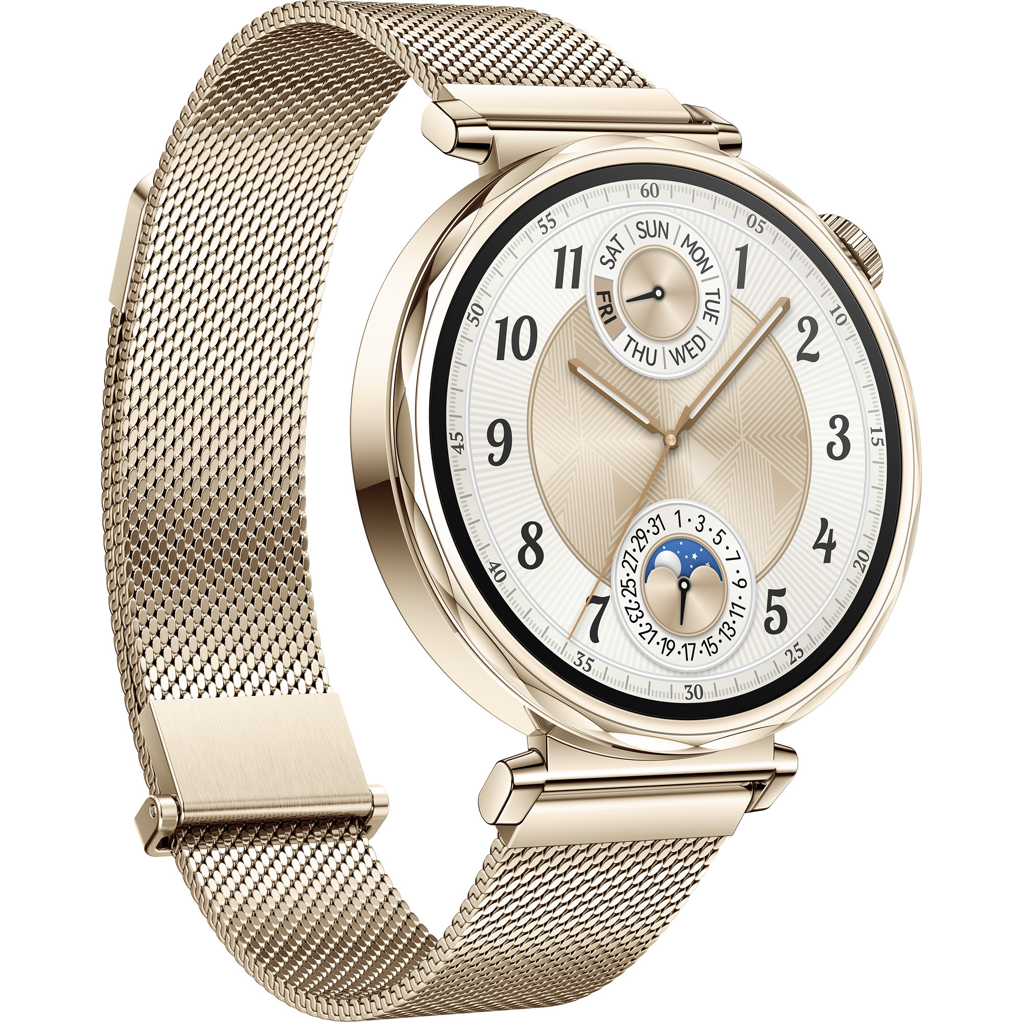 Montre ConnectéE Huawei Watch Gt 5 41 Mm Doré En Acier Inoxydable Avec Bracelet Milanais Or-image