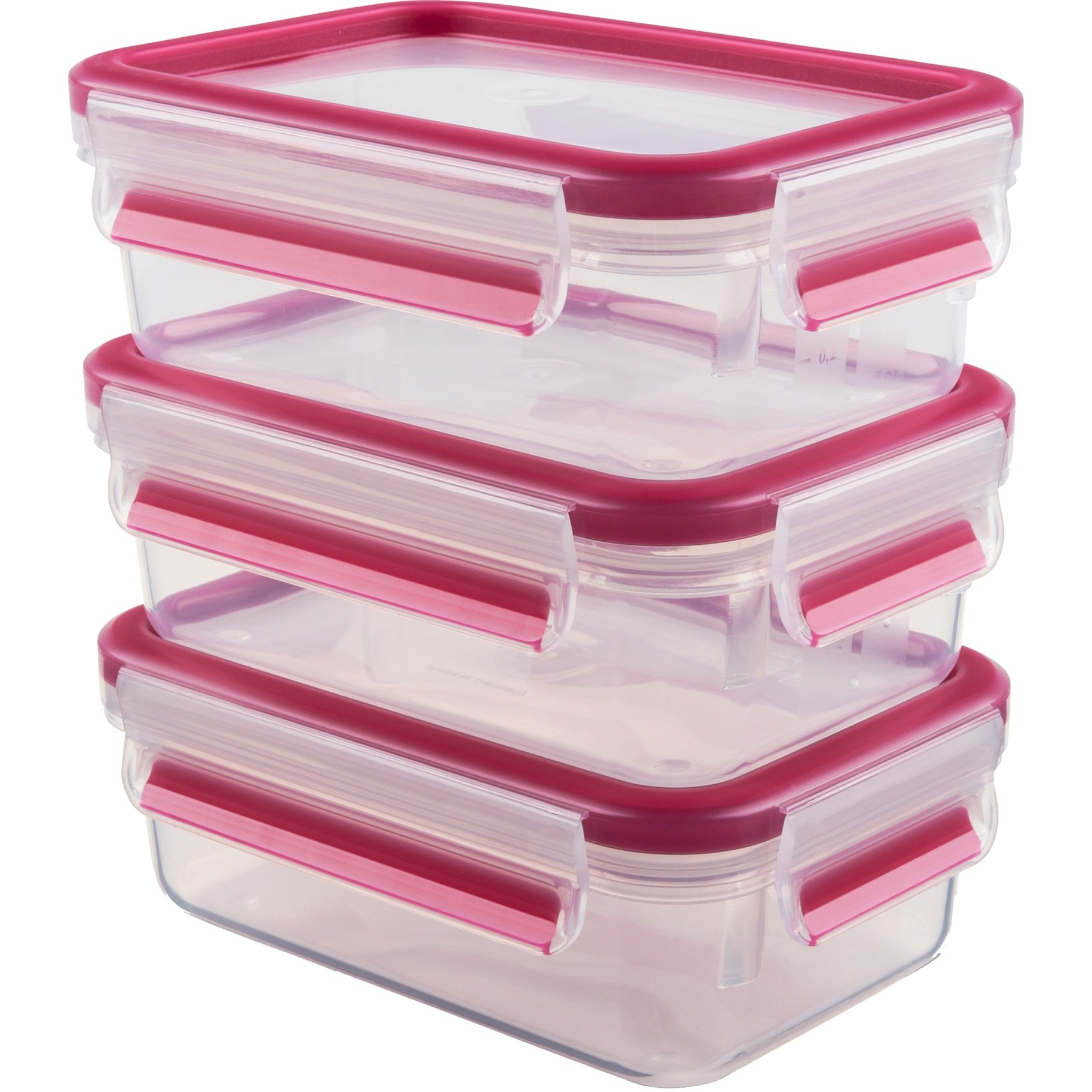 Emsa Food Clipandclose Contenitore Salvafreschezza Trasparente-Rosa 0,55 Litri Set 3 Pezzi