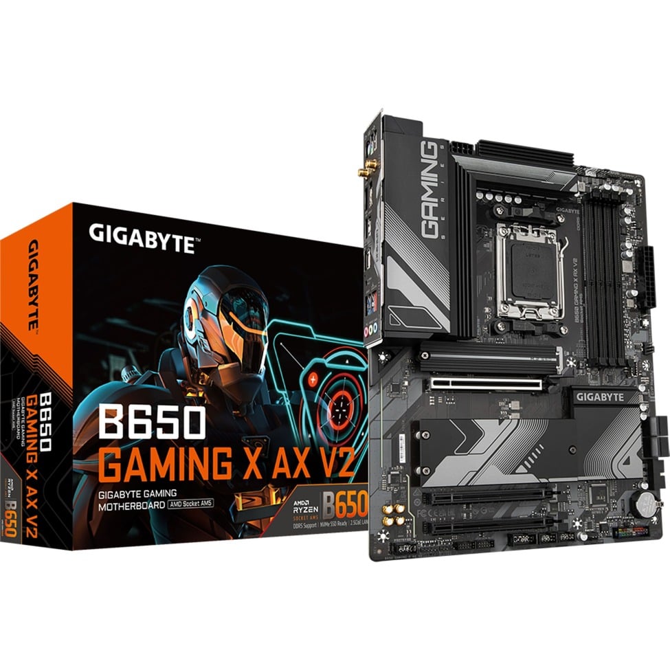 Gigabyte Scheda madre B650 Gaming X AX V2 - Supporta CPU AMD Ryzen 8000, 8 + 2 fasi Digital VRM, fino a 8000 MHz DDR5 (OC), 1 PCIe 5.0 + 2 PCIe 4.0 M.2, Wi-Fi 6E 802.11ax, LAN 2.5GbE, USB 3.2 Gen-image