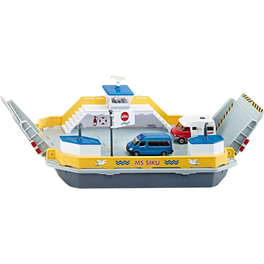 Siku 1750, Traghetto Per Auto, 1:50, Metallo E Plastica, Con 2 Auto Giocattolo Incluse, Giallo E Grigio, Galleggiante, Rampe Mobili-image