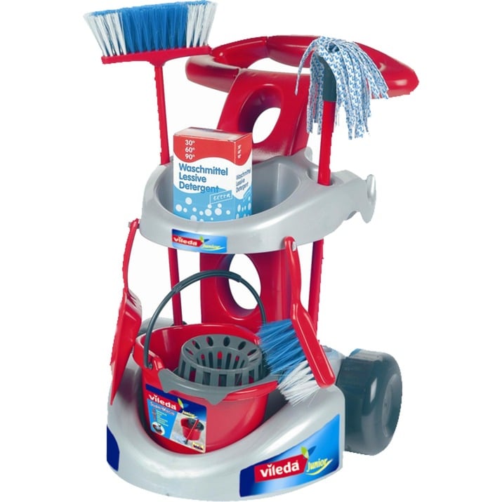 Theo Klein 6721 Carrello Da Pulizia Vileda, Set Con Accessori Resistenti Tra Cui Mocio, Secchio, Scopa E Molto Altro, I Dimensioni- 36 Cm X 46 Cm X 53 Cm, Giocattoli Per Bambini Dai 3 Anni In Su-image