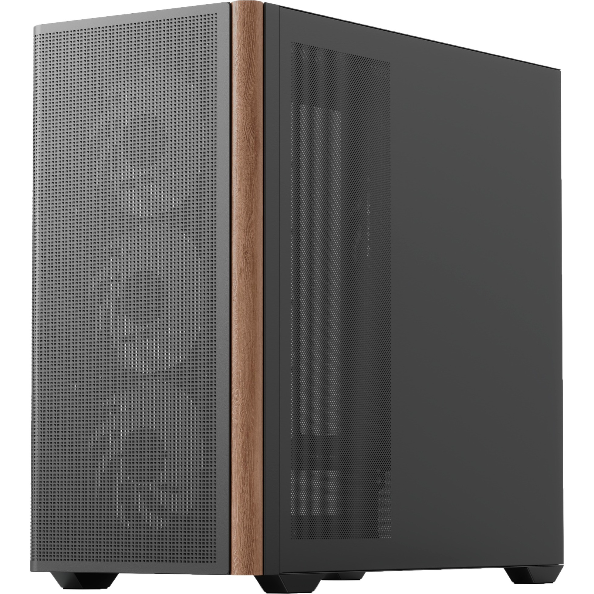 Aerocool D301A Mid-Tower Case, Gaming Pc, Airflow Ottimizzato, Pannello Frontale In Rete In Legno, Design Sottile, Con 4 Ventole Rgb, Compatibile Con Schede Madri Asus E Msi M-ATX, Usb Type C, Nero-image
