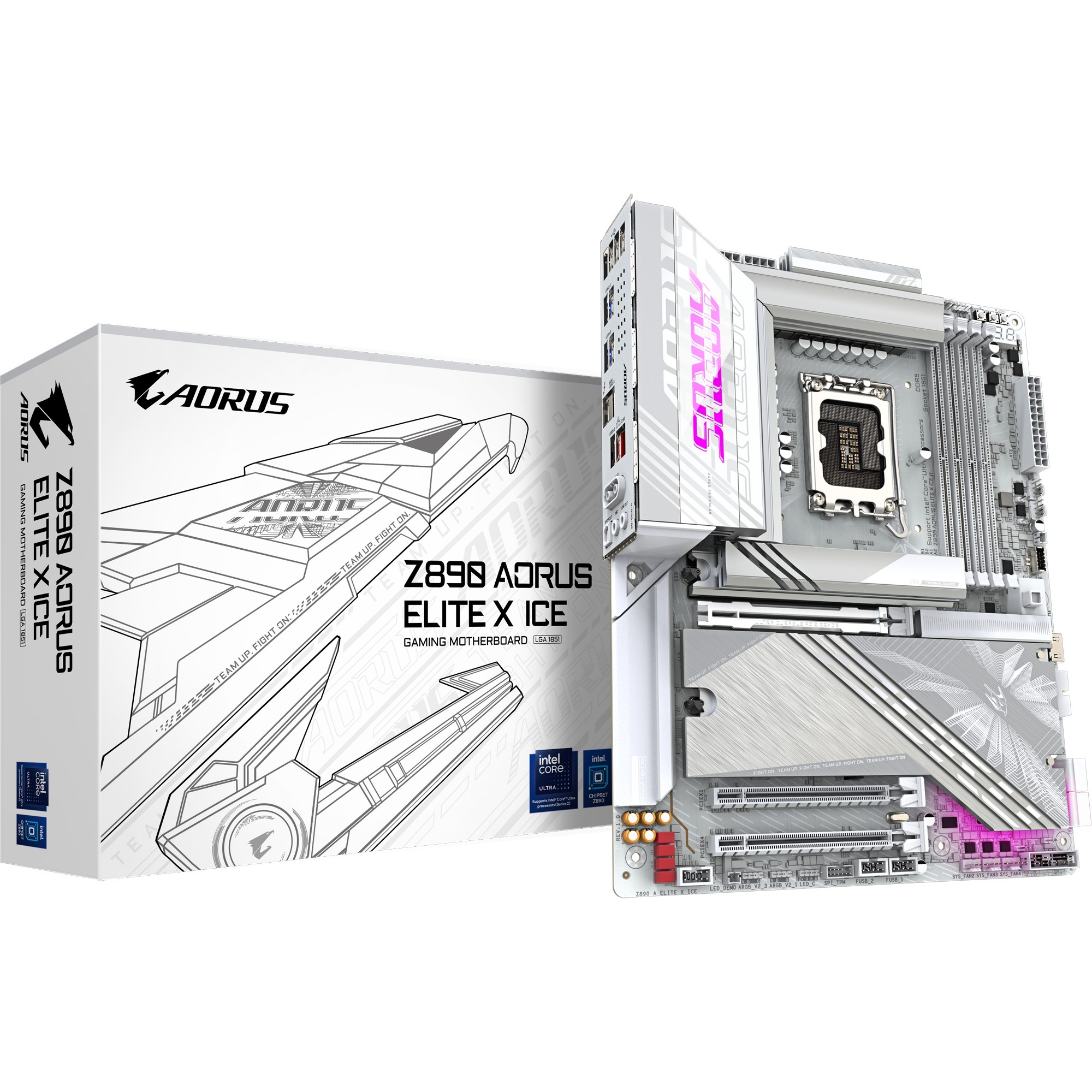 GIGABYTE Scheda madre Z890 AORUS ELITE X ICE - Supporta CPU Intel Core Ultra (Serie 2) 1612 fasi VRM fino a 9500MHz DDR5 (OC) 1xPCIe 5.0 4xPCIe 4.0 Wi-Fi 7 LAN 2.5GbE Thunderbolt 4-image