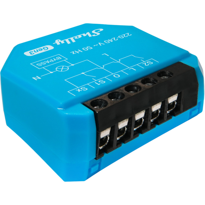 Shelly 1L Gen3 Con Bypass - Interruttore Relè Intelligente Wi-Fi, 1 Canale, 200W Max, Nessun Filo Neutro Richiesto, Controlla Carichi Superiori A 5 W, Alexa & Google Home, Nessun Hub Richiesto-image