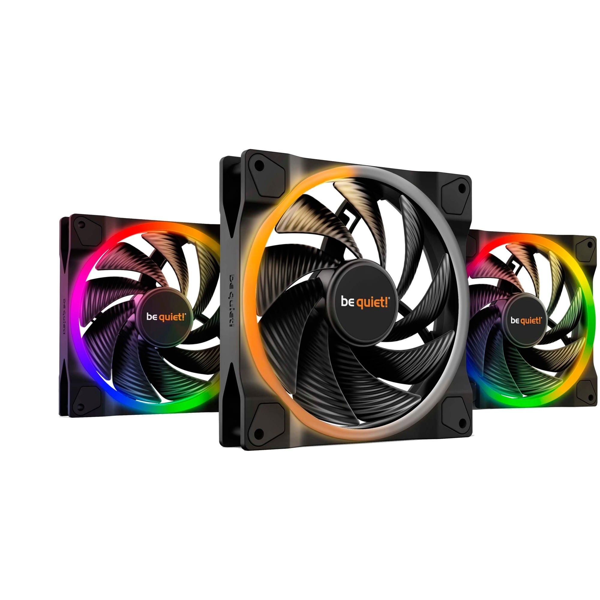 Be Quiet! Light Wings 140Mm Pwm High-Speed Triple Pack, 3 Ventole Incluse Led Argb, Tanti Colori E Modalità, Pale Ottimizzate Per Il Rumore, Pressione Statica Elevata, Turbolenze A Basso Rumore