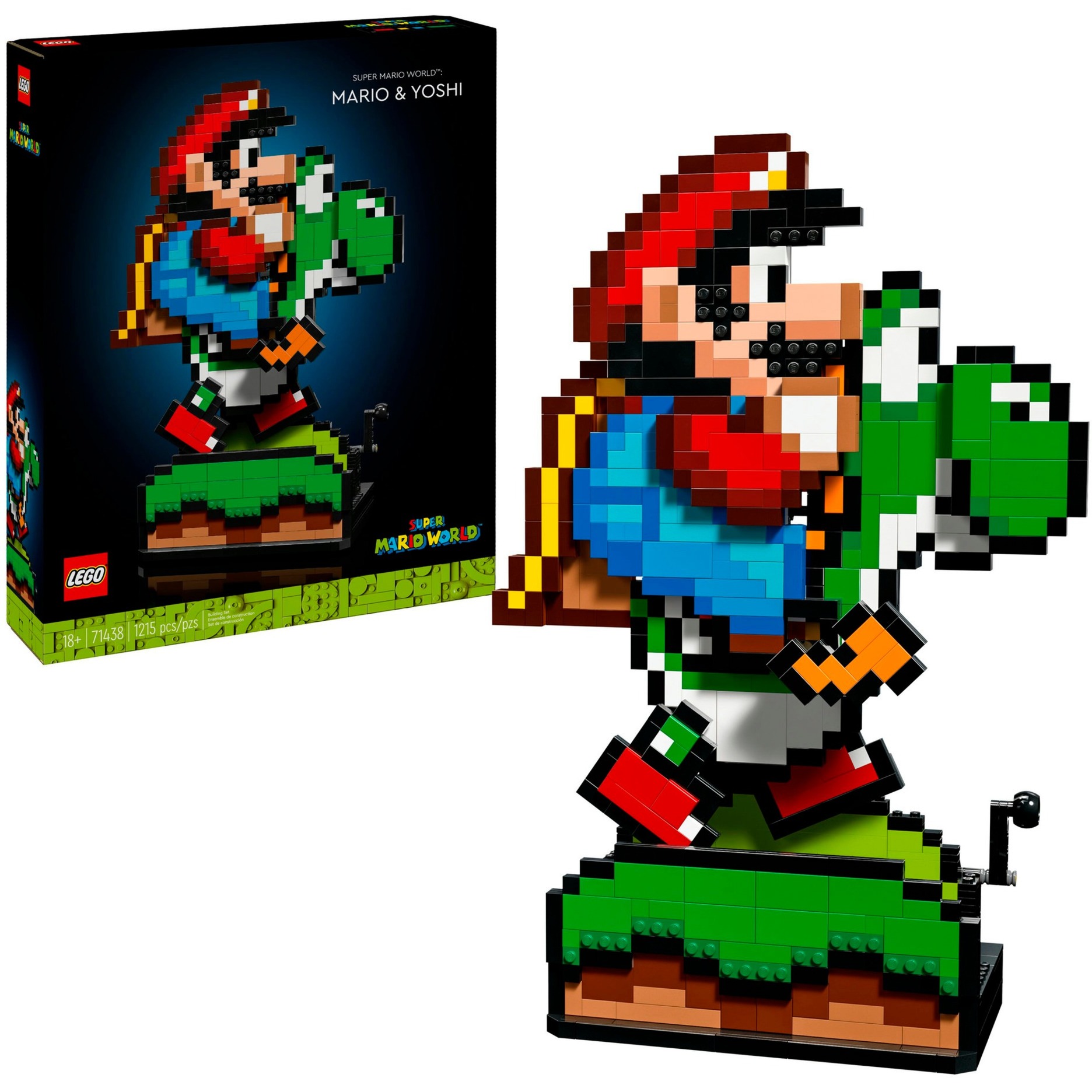 LEGO Super Mario World: Mario and Yoshi, Kit Modellismo per Adulti, Personaggi da Costruire Pixelati con Funzioni Mobili, Gadget Nintendo da Collezione, Idea Regalo per Uomo, Donna, Lui o Lei 71438