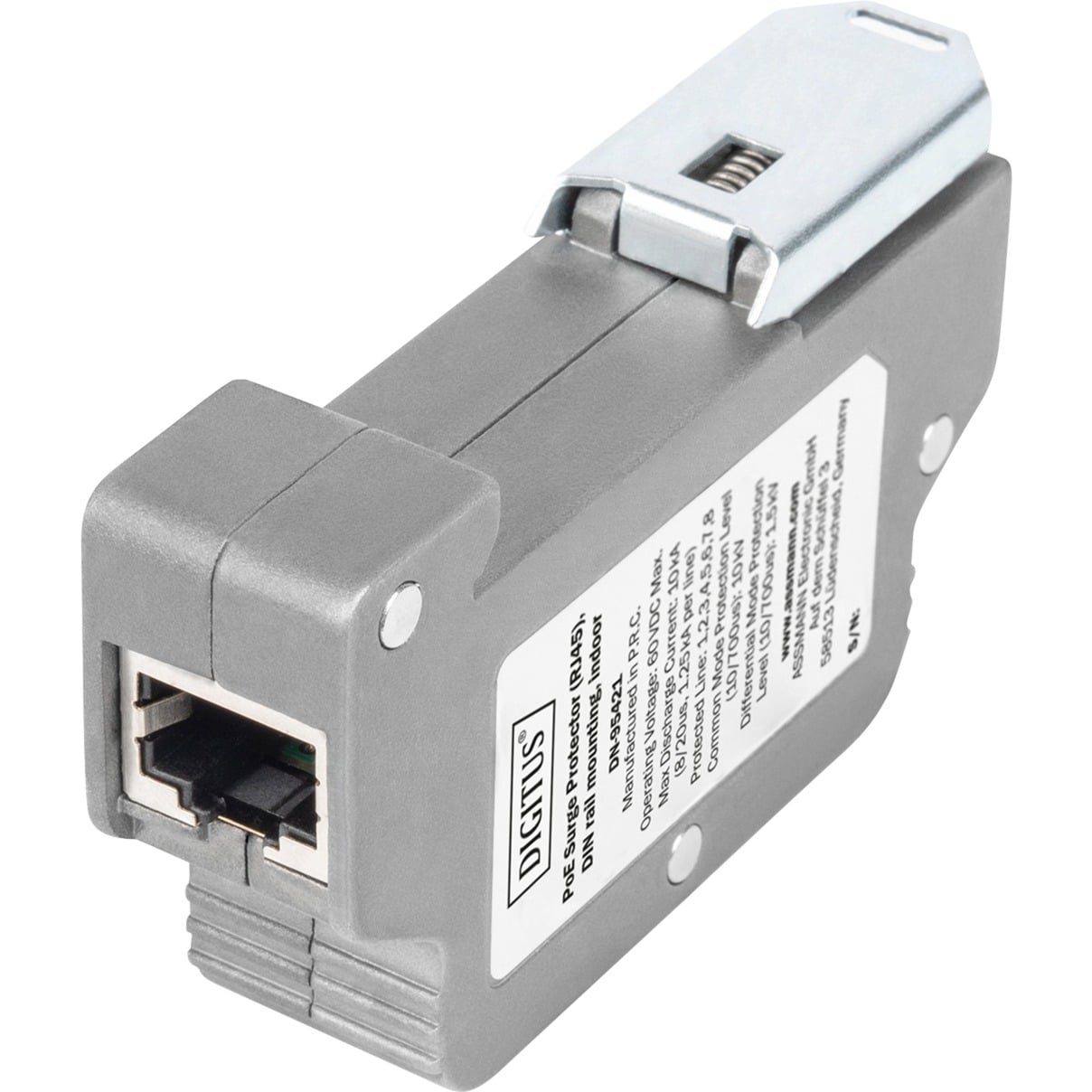 Digitus Protezione Contro Le Sovratensioni Poe - Fino A 10 Kv - 2X Porta RJ45 - Poe++ - Montaggio Su Guida Din - Classe Di Protezione IP40 - 10/100/1000Mbps