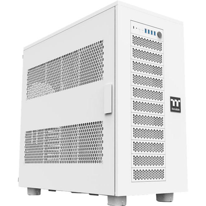 Thermaltake AX700 Super Tower Chassis: Supporta Schede Madri XL-ATX, Cinque Schede Grafiche E Fino A Diciotto Dischi Rigidi, Due Pannelli Laterali Perforati, Protezione Antipolvere - Bianco-image