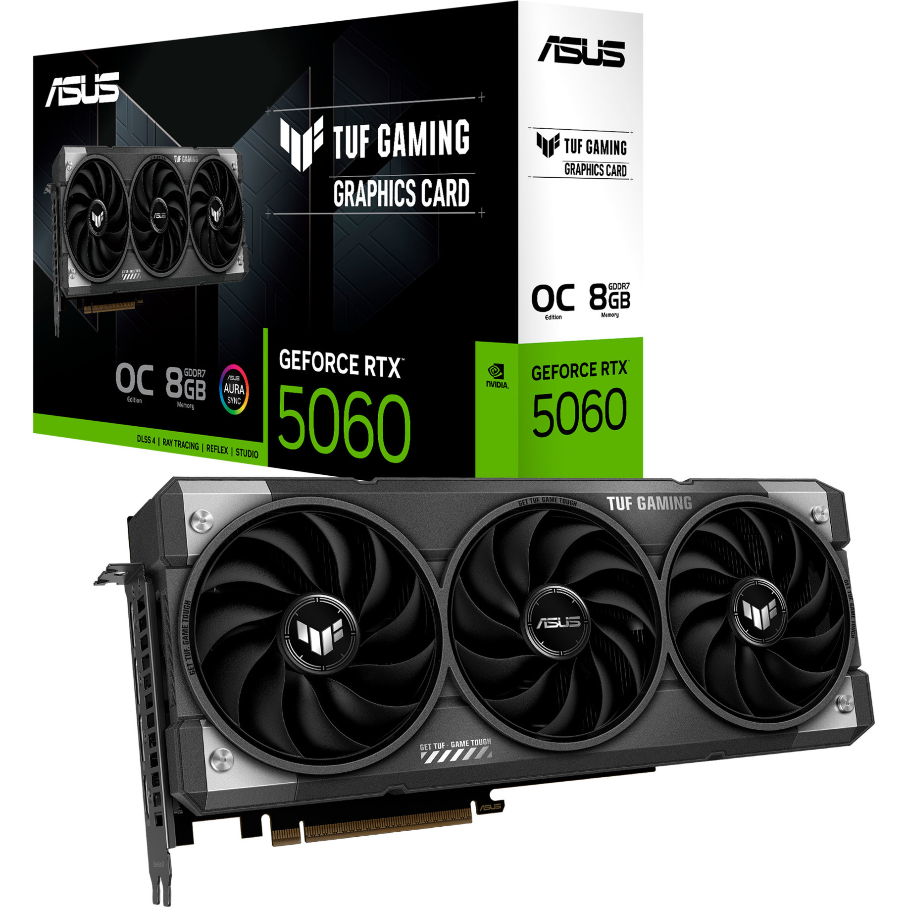 Asus Tuf Gaming Nvidia Geforce Rtx 5060 Oc Edition, Scheda Grafica Gaming Da 8 Gb GDDR7, 128 Bit, Pcie 5.0, 1 Hdmi 2.1, 3 Displayport 2.1, Software Gpu Tweak Iii, Nero, TUF-RTX5060-O8G-GAMING