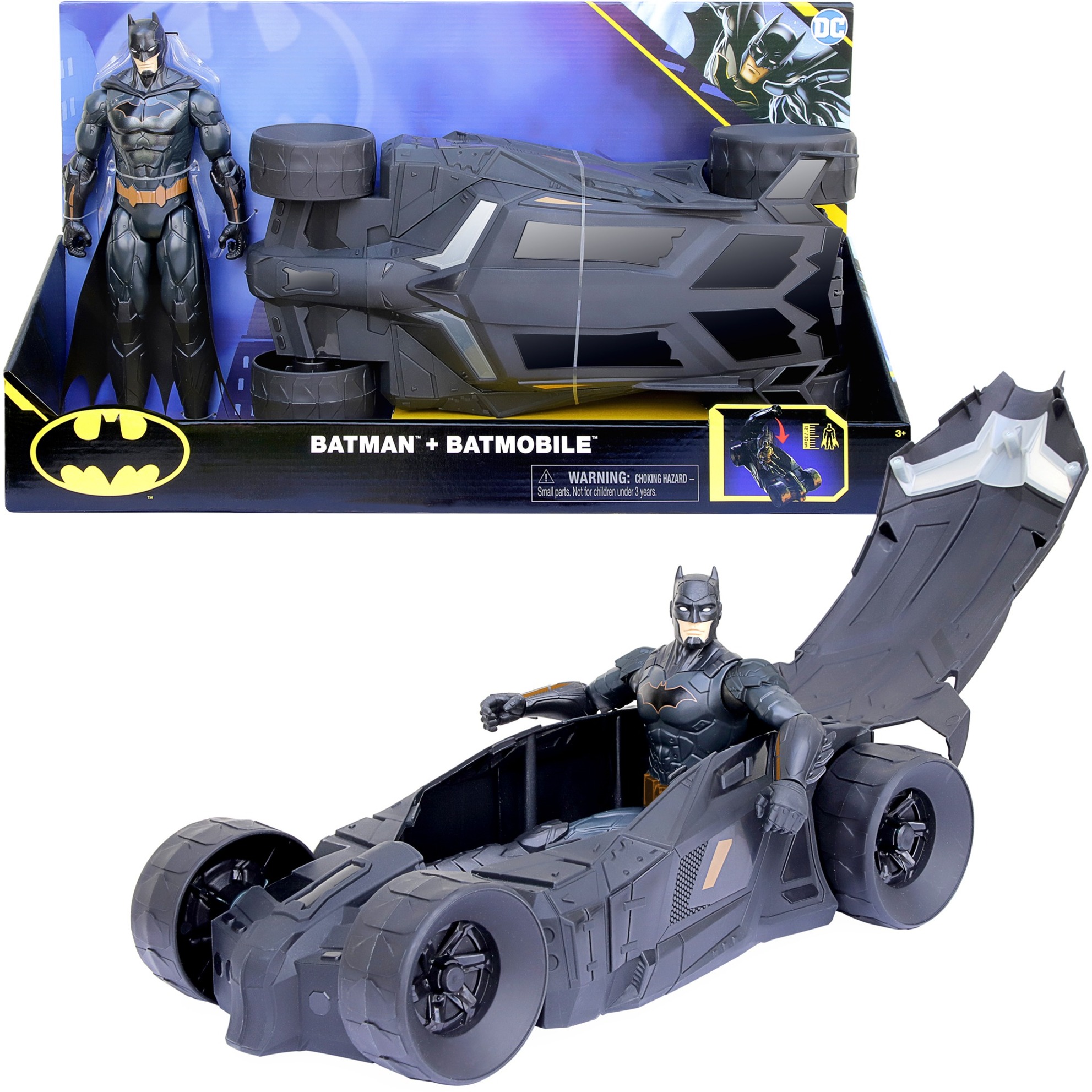 DC Comics, set Batman e Batmobile, action figure