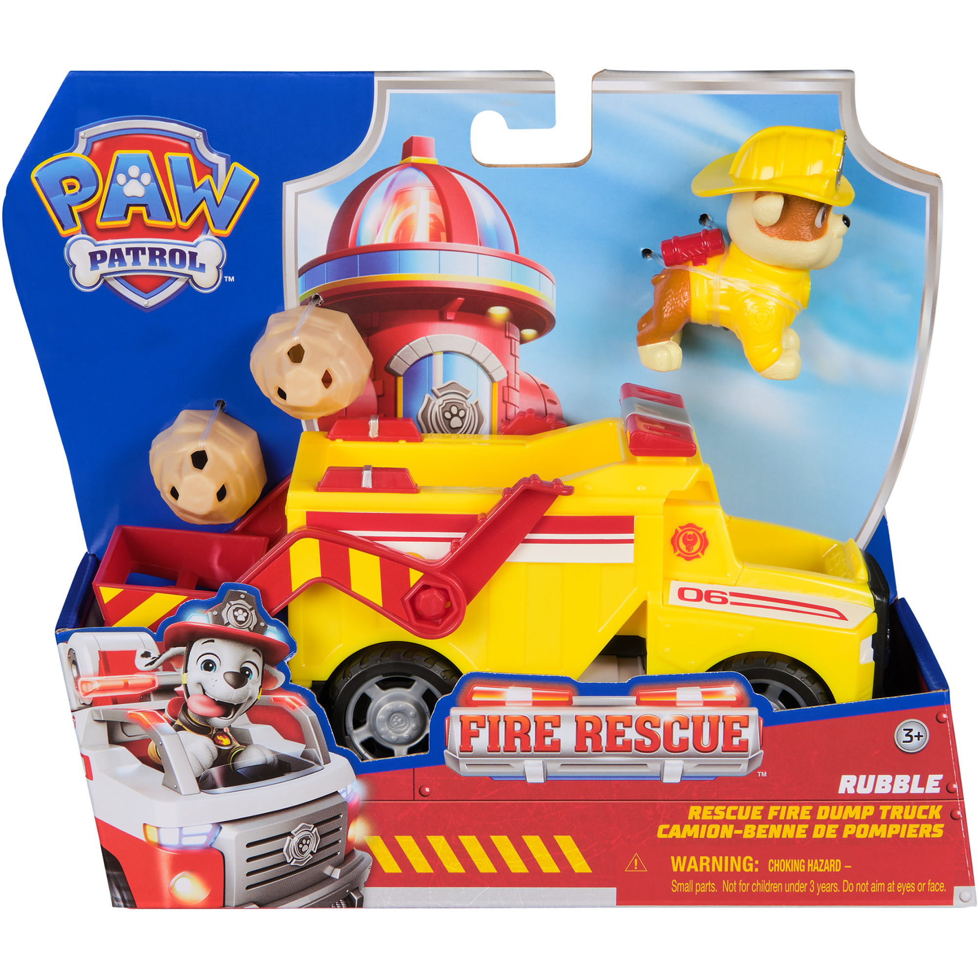 Paw Patrol Fire Rescue: Camion Ribaltabile Antincendio Di Rubble Con Personaggio, Proiettili E Camion Giocattolo, Giocattoli Per Bambini E Bambine, 3+ Anni-image