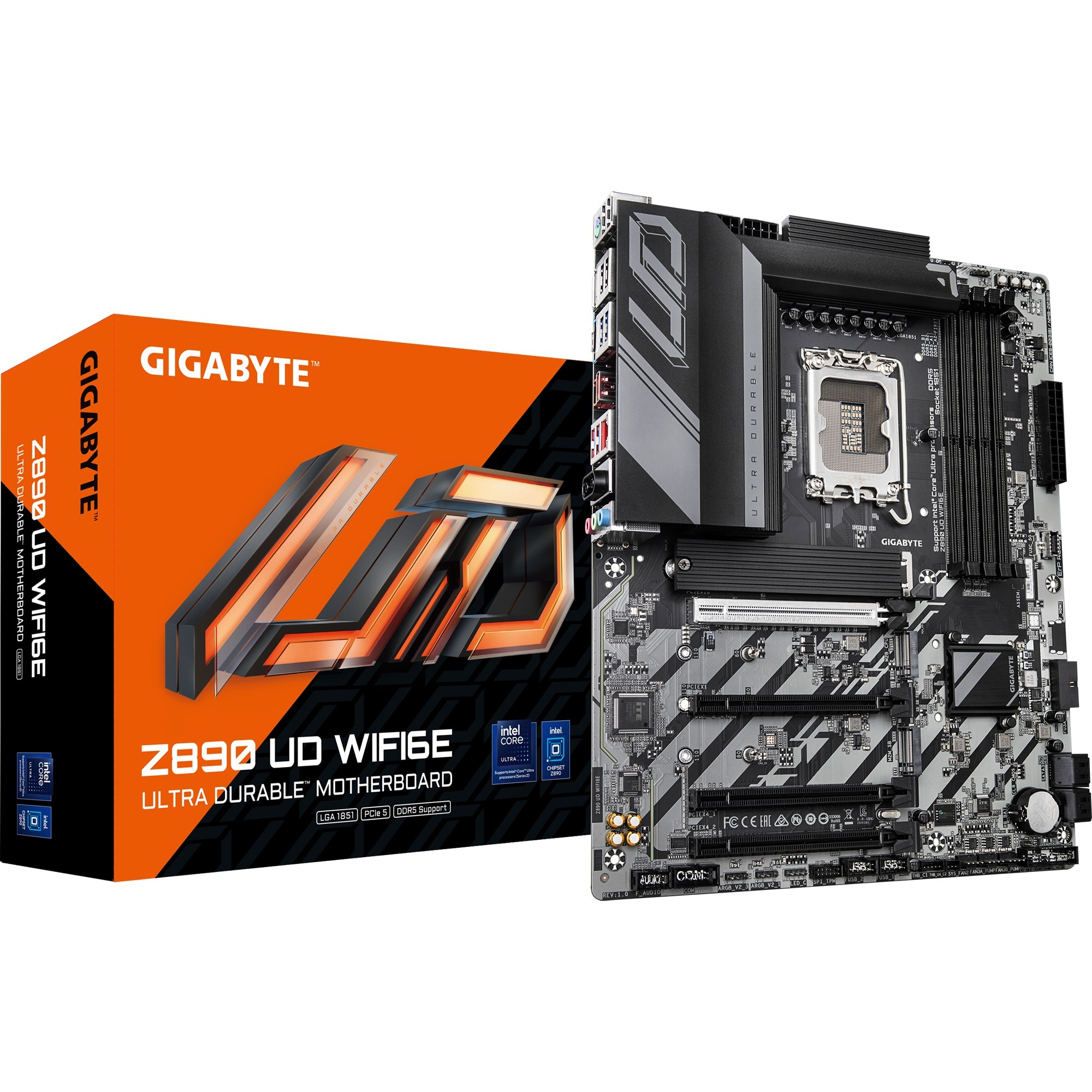 GIGABYTE Scheda madre Z890 UD WIFI6E - Supporta CPU Intel Core Ultra (Serie 2) 1212 fasi VRM fino a 8800MHz DDR5 (OC) 1xPCIe 5.0 2xPCIe 4.0 Wi-Fi 6E LAN 2.5GbE Thunderbolt 4-image