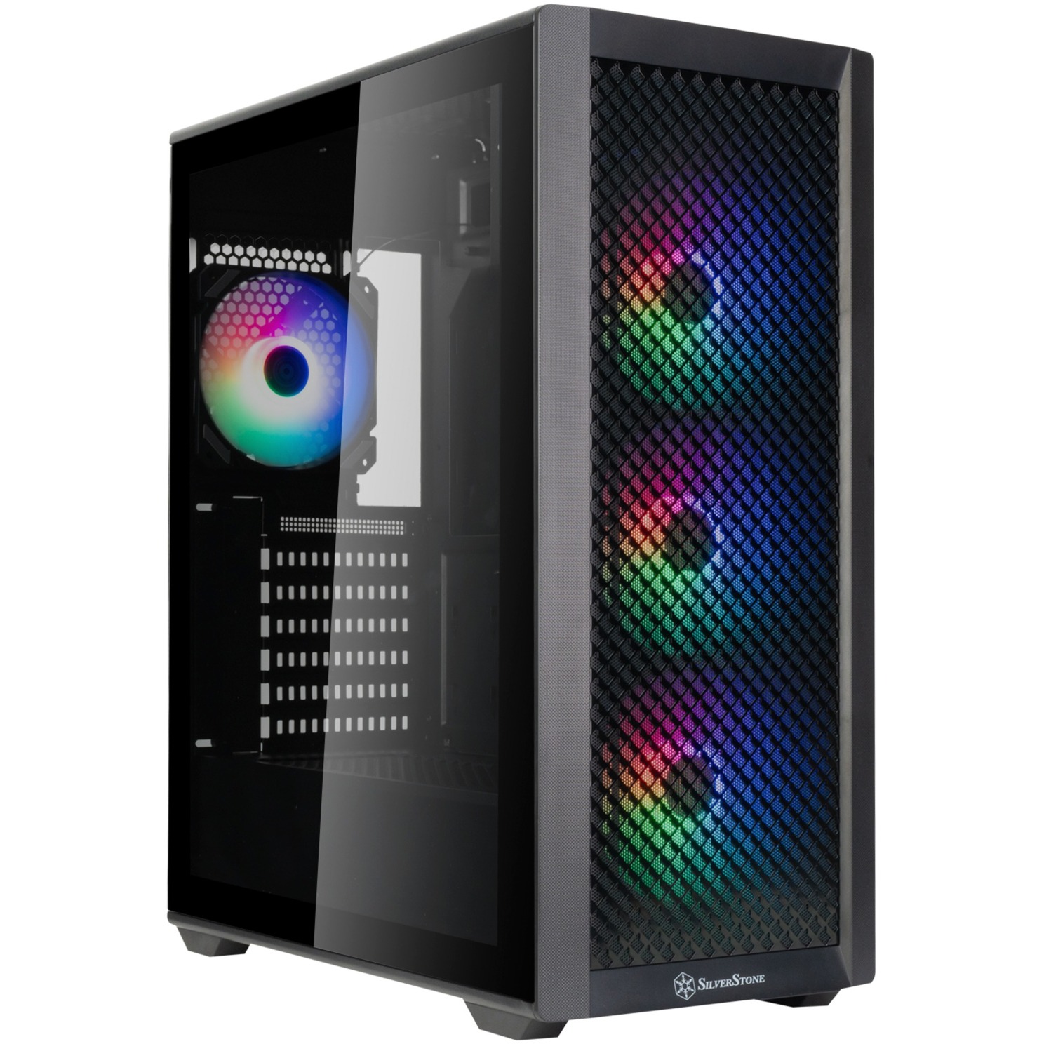 Silverstone Technology Fara 515XR Eccezionale Flusso D'aria: Alloggiamento Atx Mid-Tower Con Supporto Per Due Refrigeratori E Splendida Illuminazione Arcobaleno,Nero,Sst-Fa515Xr-Bg