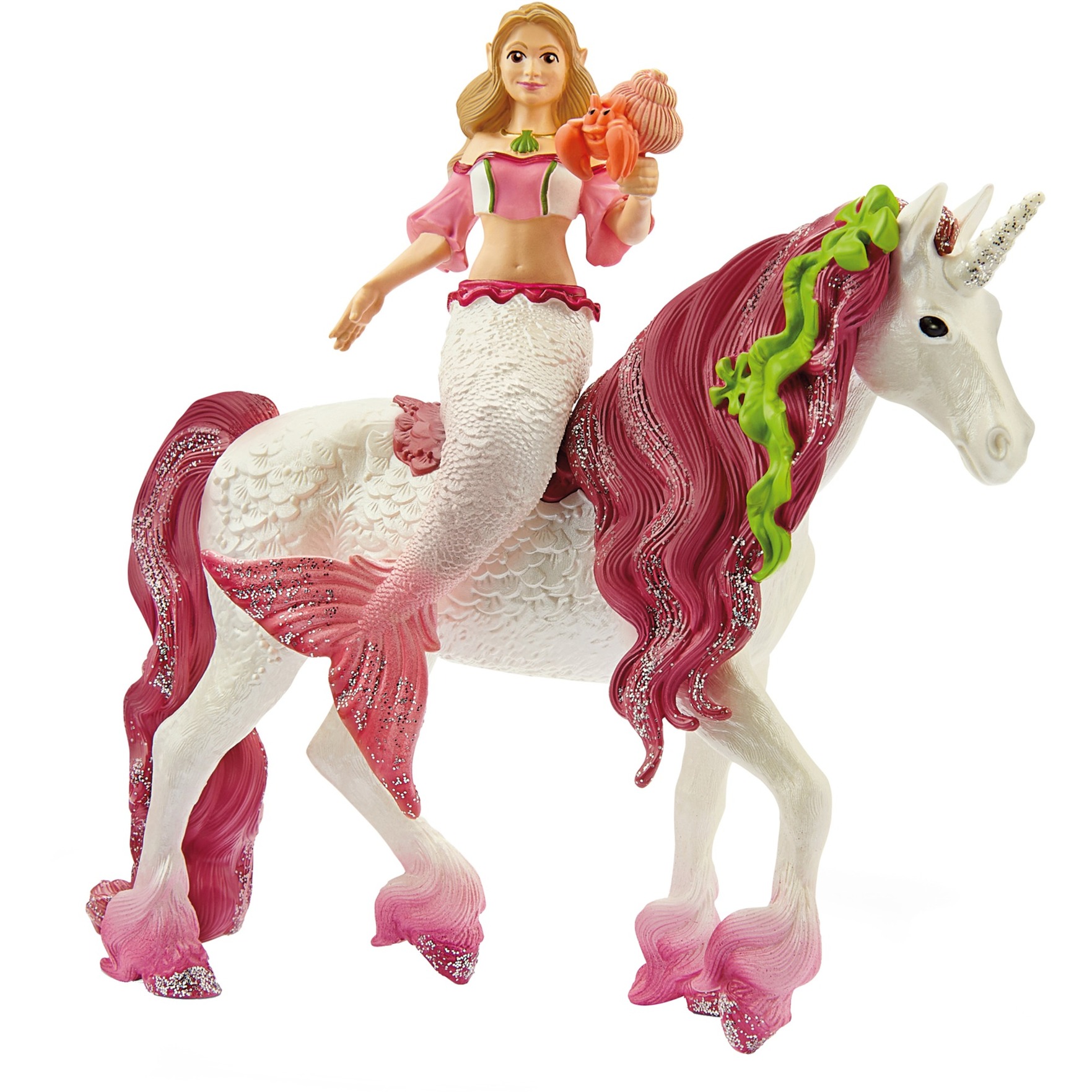 Schleich Bayala | Sirena Feya Con Unicorno Marino 70593 | Con Mini Granchio | Figure Dettagliate E Realistiche | Regalo Perfetto Per Bambine E Bambini | Figura Da 5 Anni In Su | Set Da 3 Pezzi
