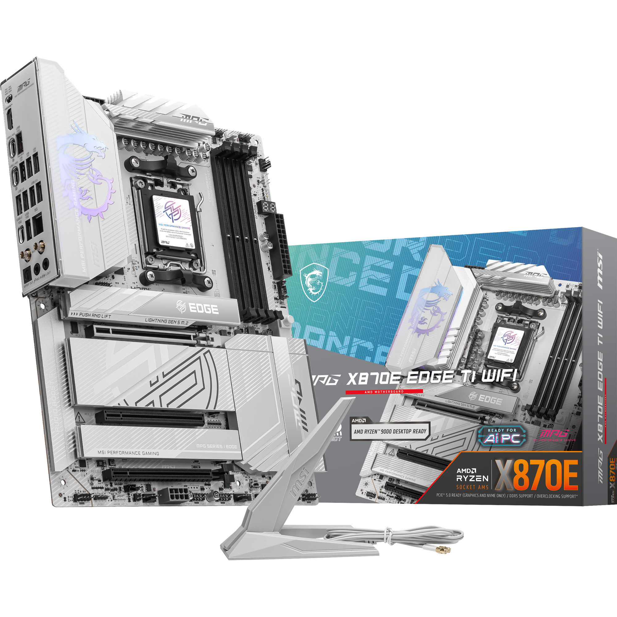Msi Mpg X870E Edge Ti Wifi, Scheda Madre Atx – Supporta Processori Amd Ryzen 9000/8000 / 7000, AM5 – Vrm 80A Sps, Memory Boost DDR5 8400+Mt/S (Oc), Pcie 5.0 X16, M.2 Gen5, Wi-Fi 7, 5G Lan-image